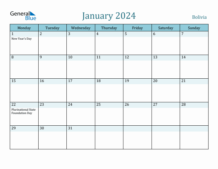 January 2024 Calendar with Holidays