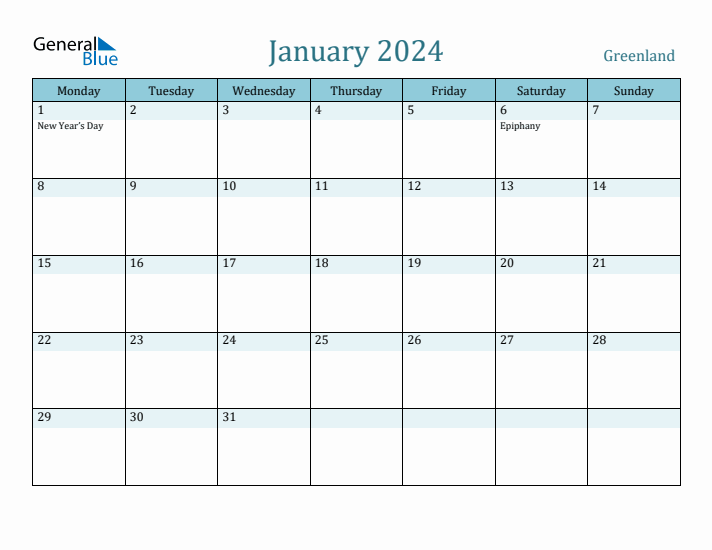 January 2024 Calendar with Holidays