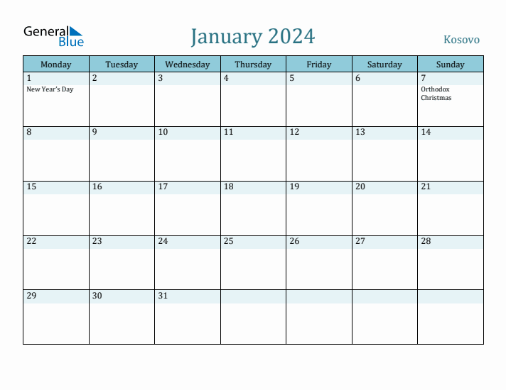 January 2024 Calendar with Holidays