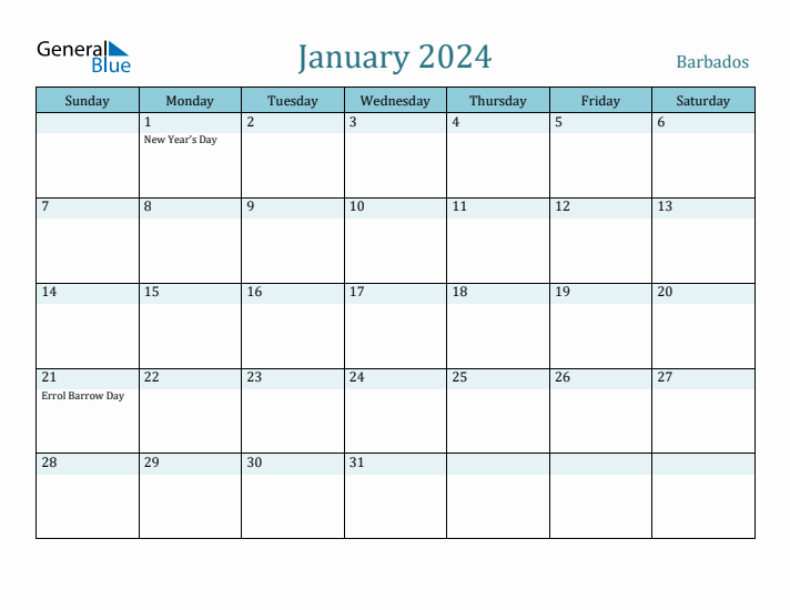 January 2024 Calendar with Holidays