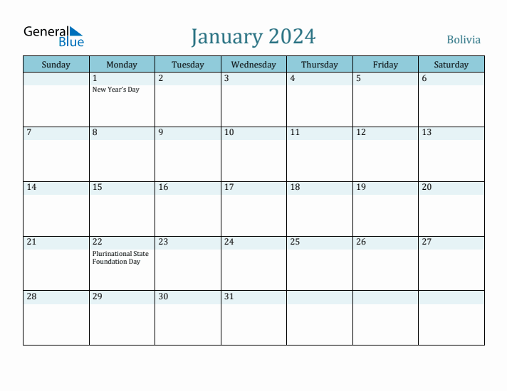 January 2024 Calendar with Holidays