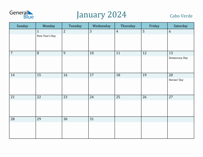 January 2024 Calendar with Holidays