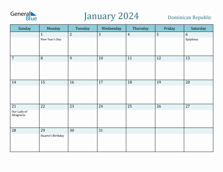 January 2024 Calendar with Holidays