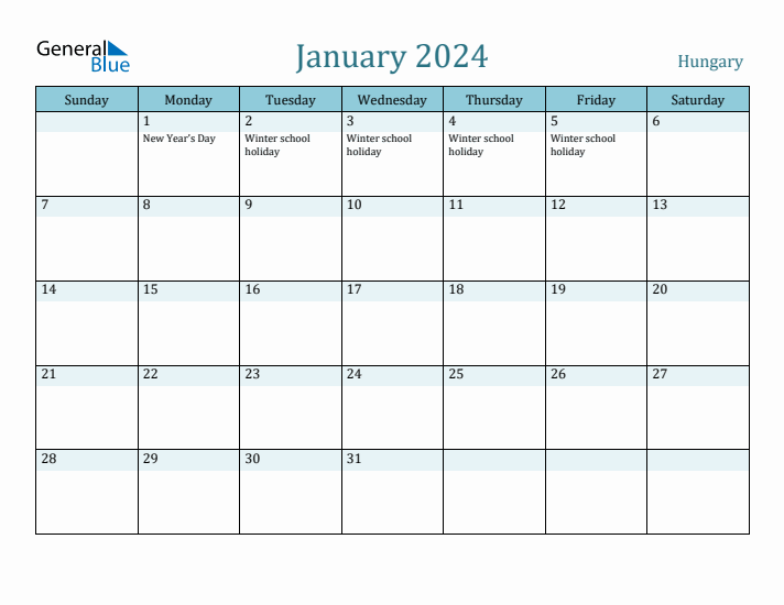 January 2024 Calendar with Holidays