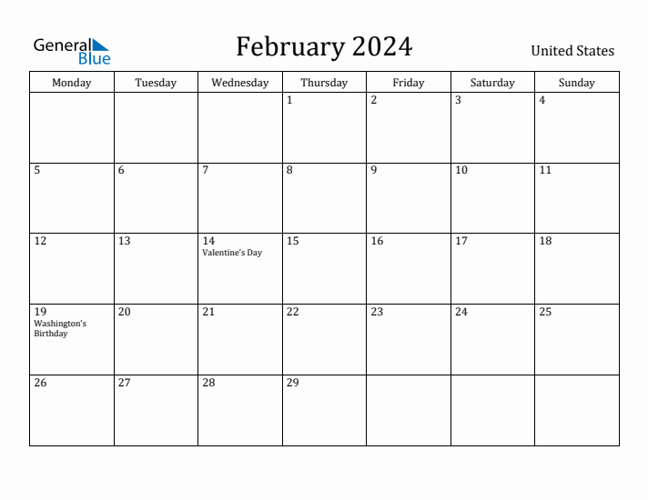 February 2024 Calendar United States