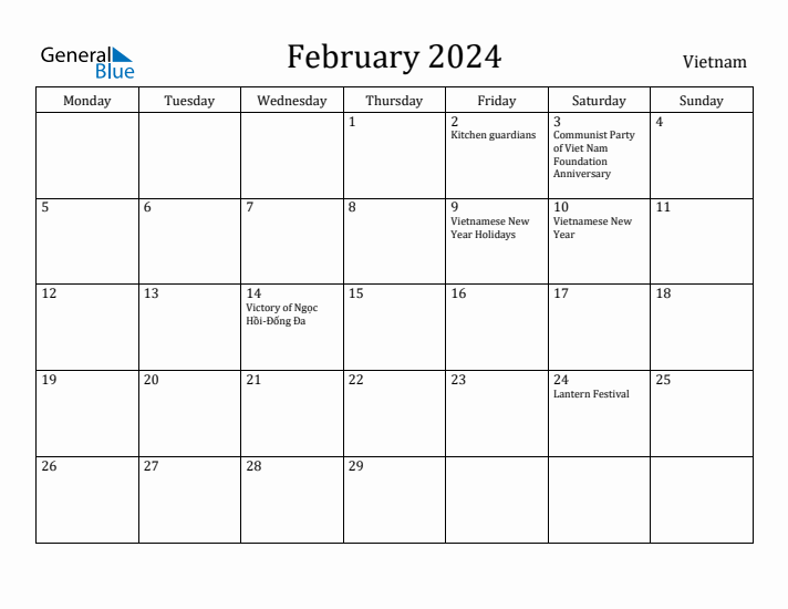 February 2024 Calendar Vietnam