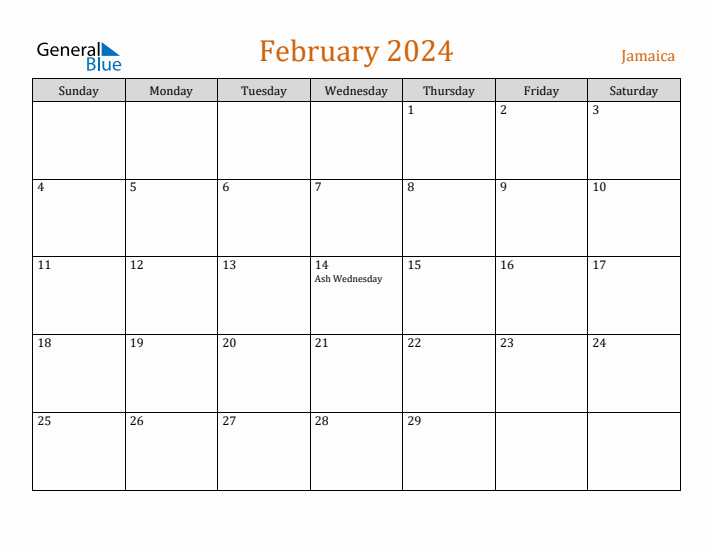 February 2024 Holiday Calendar with Sunday Start