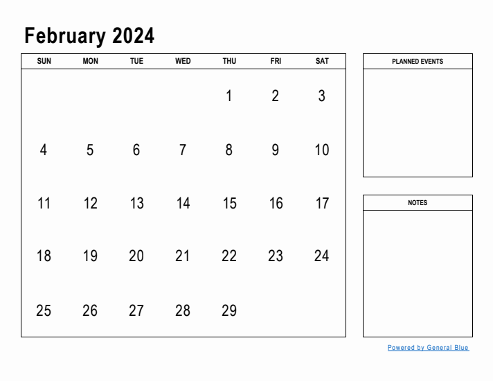 February 2024 Calendar Planner