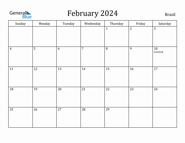 February 2024 Calendar Brazil