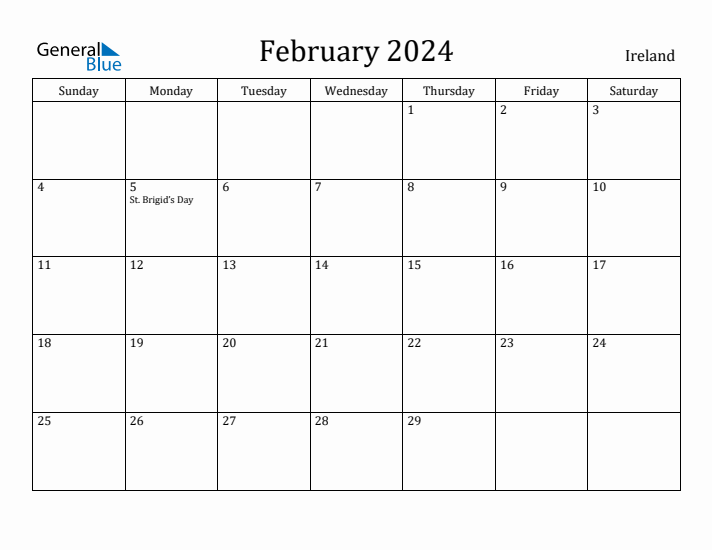 February 2024 Calendar Ireland