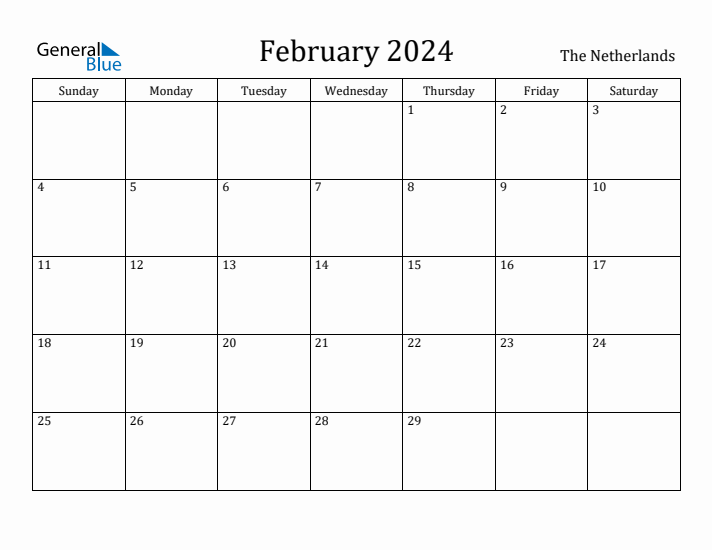 February 2024 Calendar The Netherlands