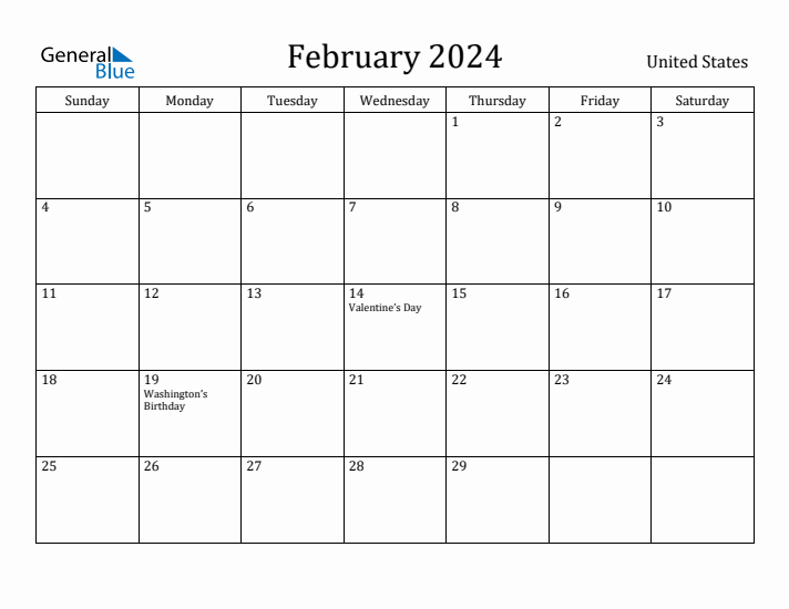 February 2024 Calendar United States