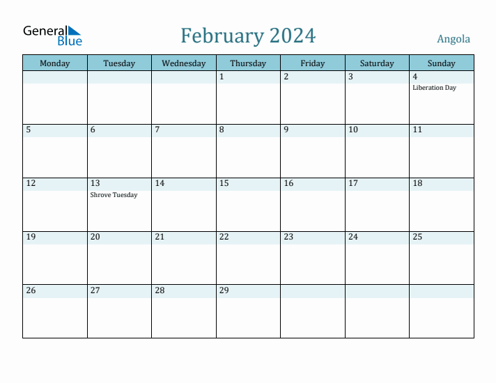 February 2024 Calendar with Holidays