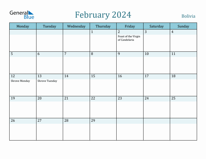 February 2024 Calendar with Holidays