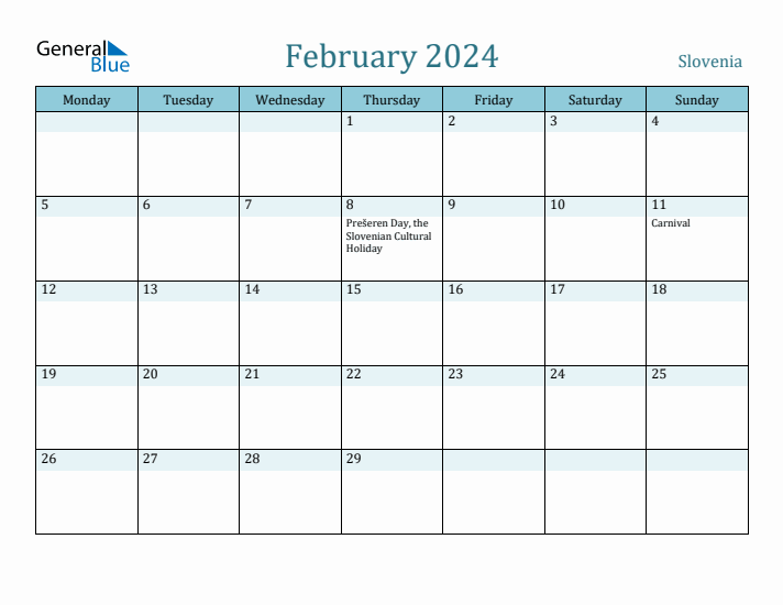 February 2024 Calendar with Holidays