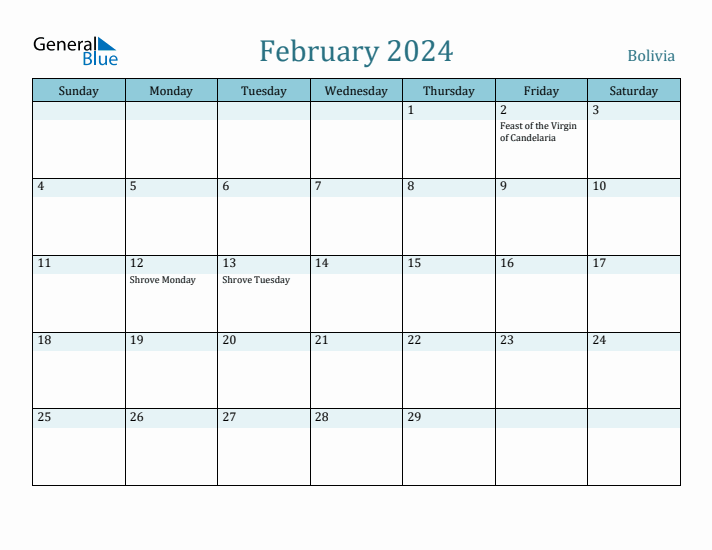 February 2024 Calendar with Holidays