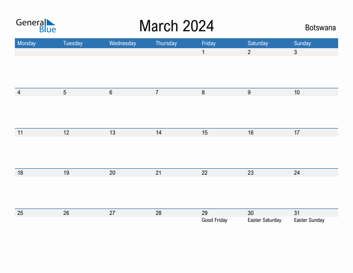 Fillable March 2024 Calendar