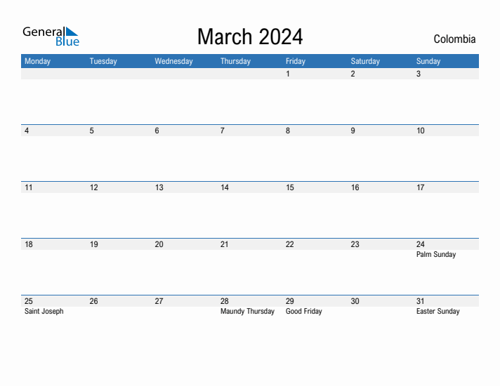 Fillable March 2024 Calendar