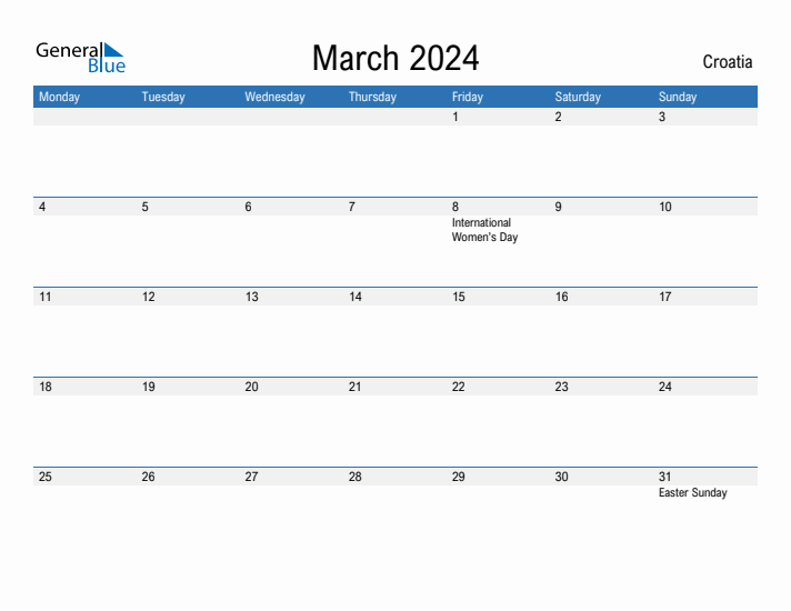 Fillable March 2024 Calendar