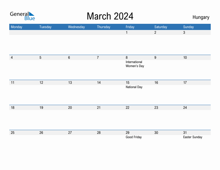 Fillable March 2024 Calendar