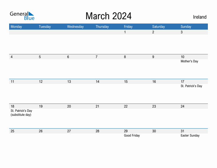 Fillable March 2024 Calendar