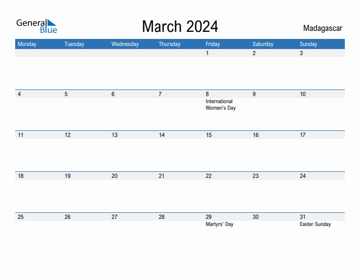 Fillable March 2024 Calendar