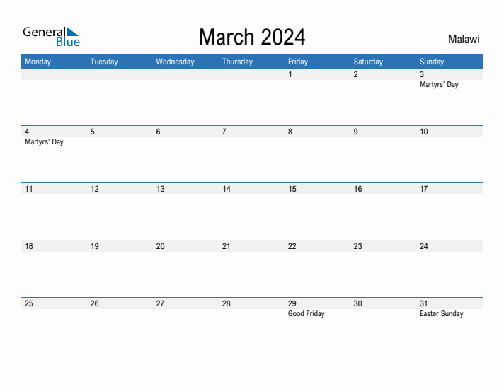 Fillable March 2024 Calendar