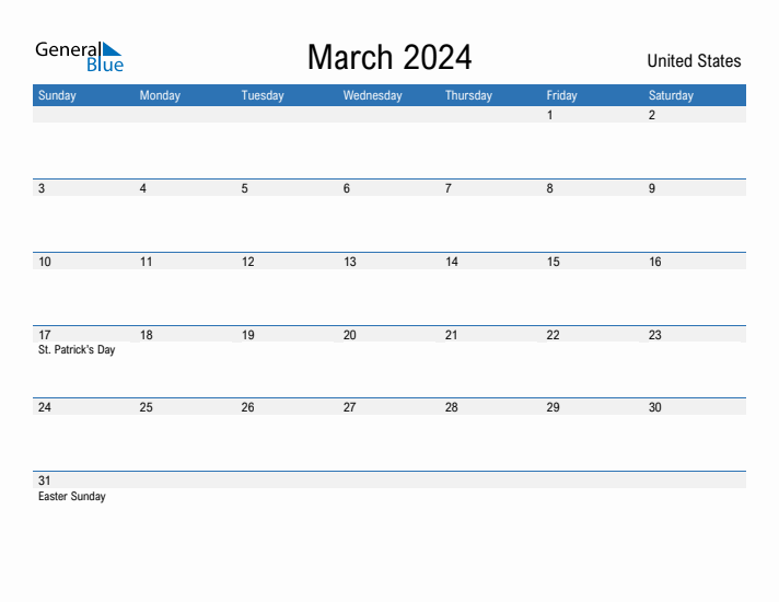 Fillable March 2024 Calendar