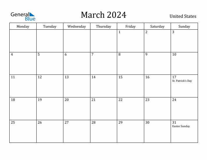 March 2024 Calendar United States