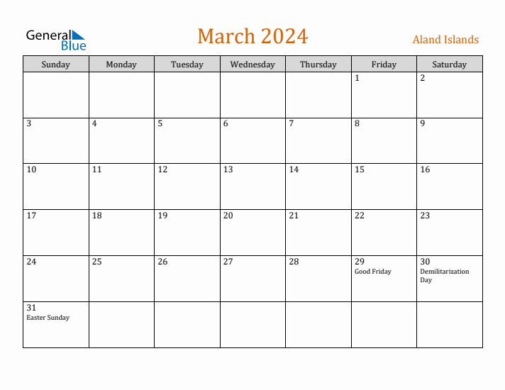 March 2024 Holiday Calendar with Sunday Start