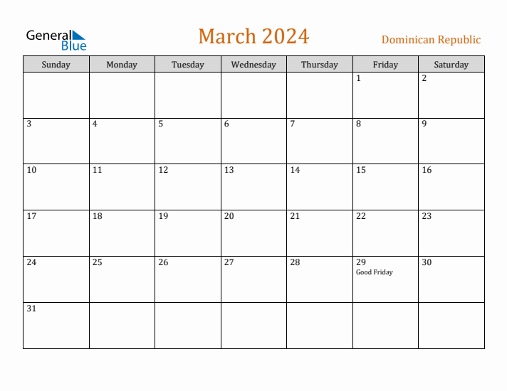 March 2024 Holiday Calendar with Sunday Start