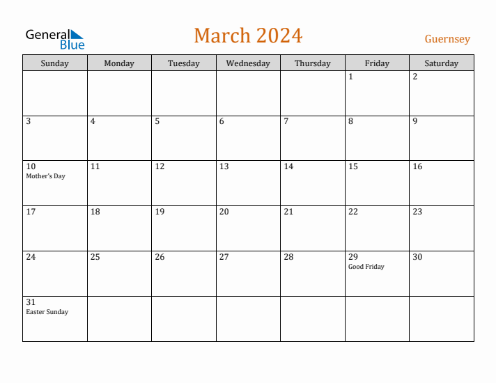 March 2024 Holiday Calendar with Sunday Start