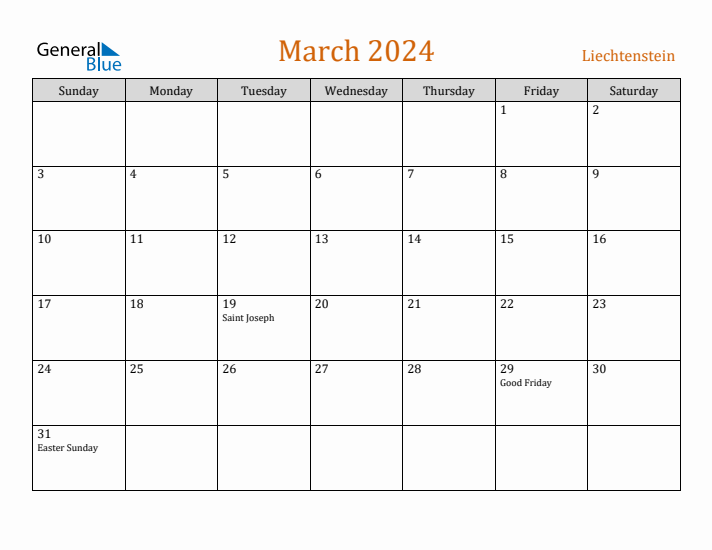 March 2024 Holiday Calendar with Sunday Start