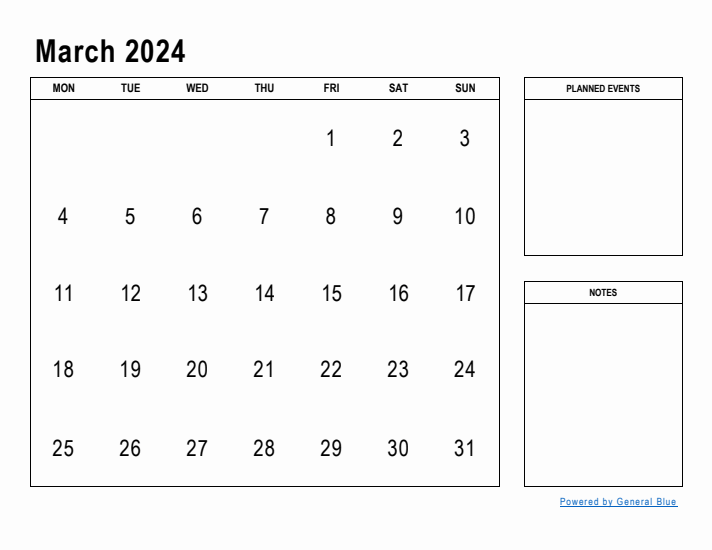 March 2024 Calendar Planner