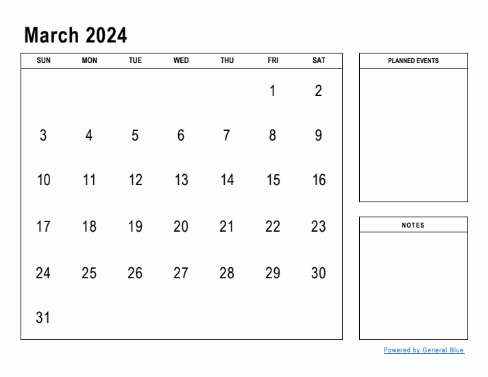 March 2024 Calendar Planner