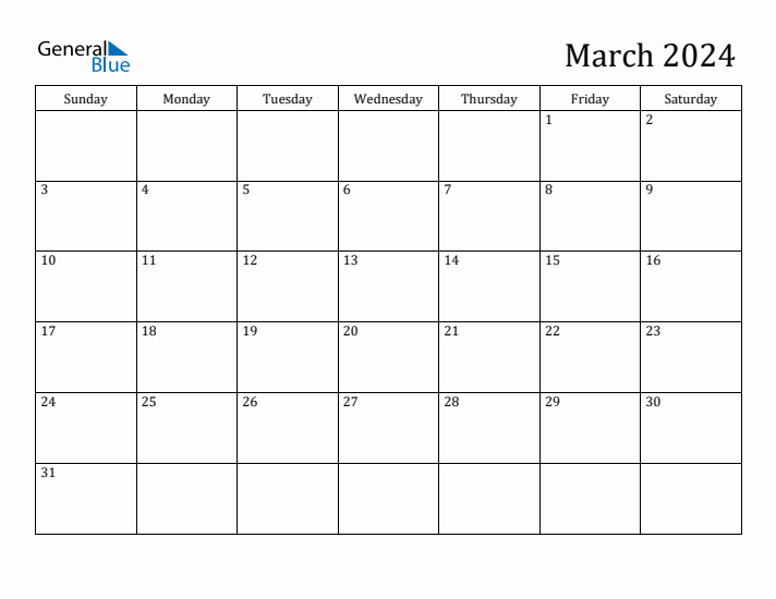 March 2024 Calendar