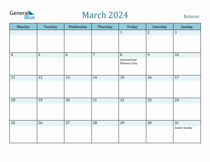 March 2024 Calendar with Holidays