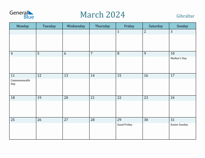 March 2024 Calendar with Holidays