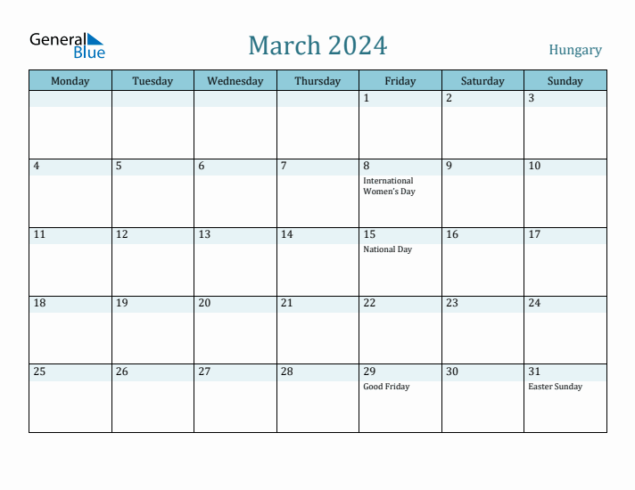 March 2024 Calendar with Holidays