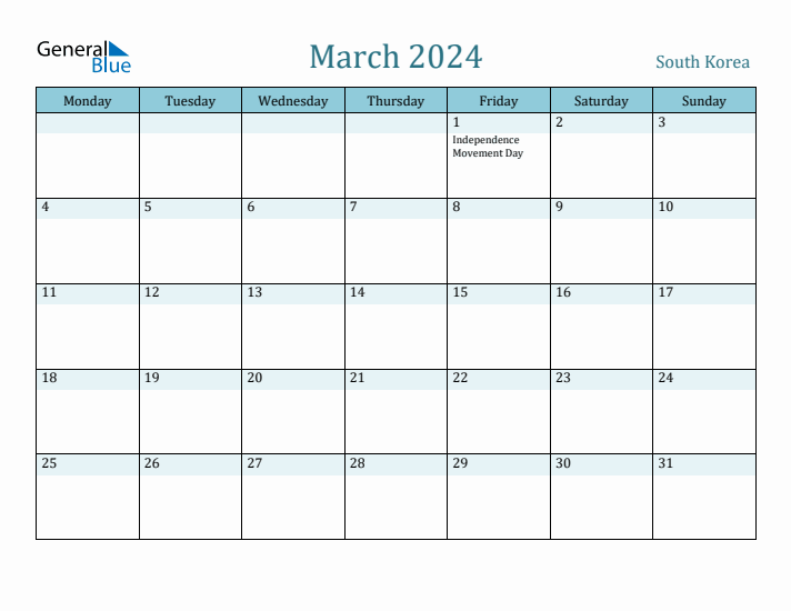 March 2024 Calendar with Holidays