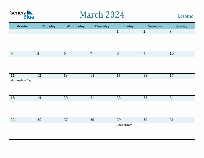 March 2024 Calendar with Holidays