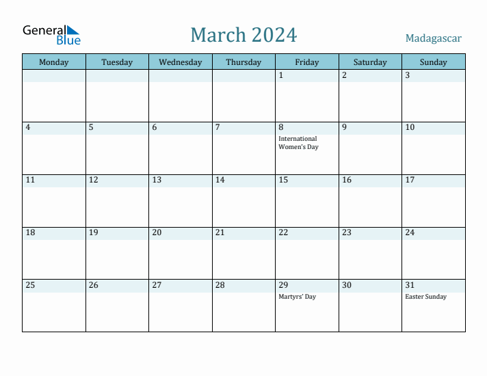 March 2024 Calendar with Holidays