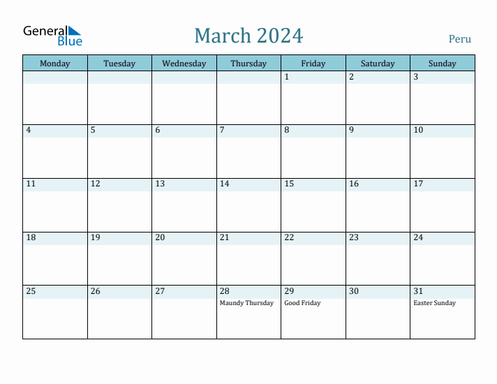 March 2024 Calendar with Holidays