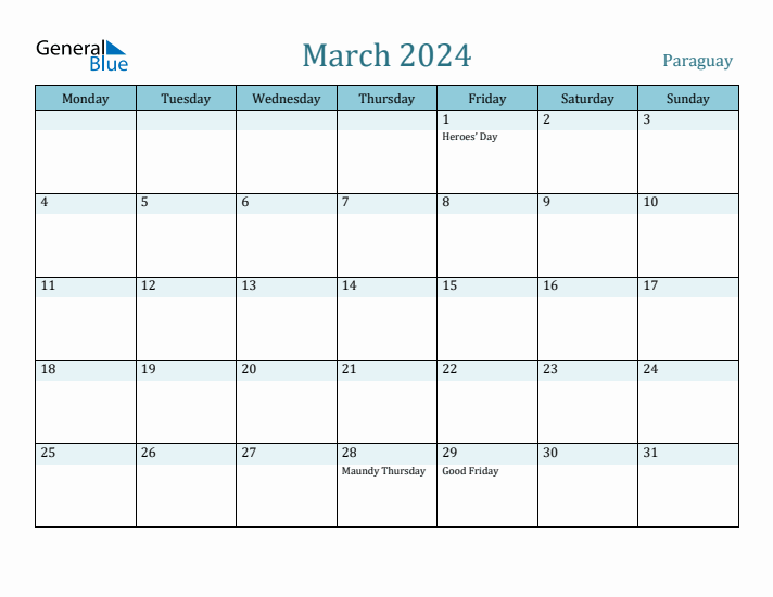 March 2024 Calendar with Holidays