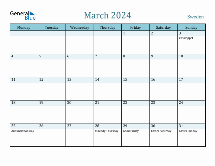 March 2024 Calendar with Holidays