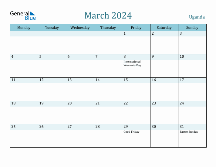 March 2024 Calendar with Holidays