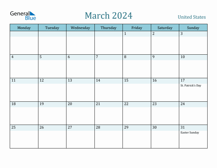 March 2024 Calendar with Holidays