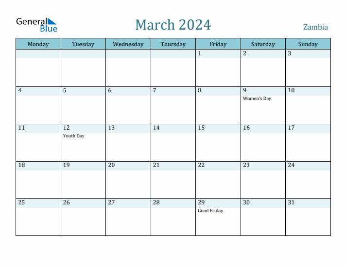 March 2024 Calendar with Holidays