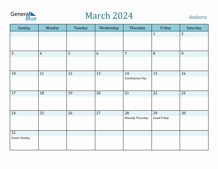 March 2024 Calendar with Holidays