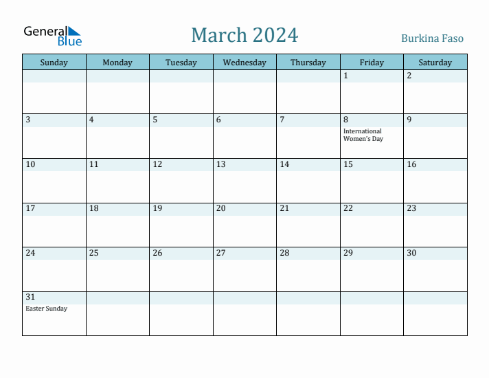 March 2024 Calendar with Holidays